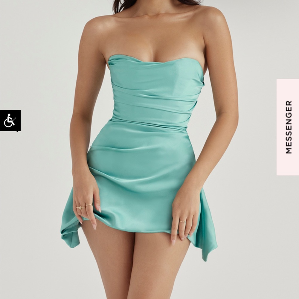 House of CB Jasmine strapless corset dress in Jade
